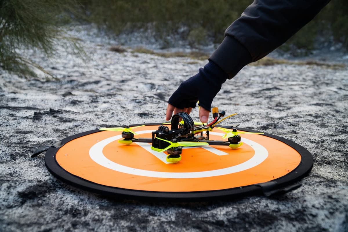 Aerial drone photography over rural terrain